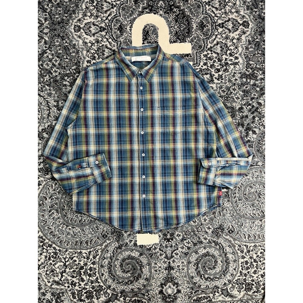 Levi Strauss Western Plaid Flannel Button Down Shirt Size 2XL